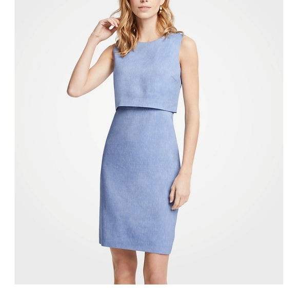 Ann Taylor Dresses & Skirts - ANN TAYLOR LINEN BLEND OVERLAY SHEATH DRESS